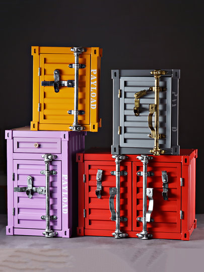 Retro Iron Metal Container Storage Cabinet Bedside Creative Industrial Style European and American Cabinet Bar Counter Decorative Cabinet