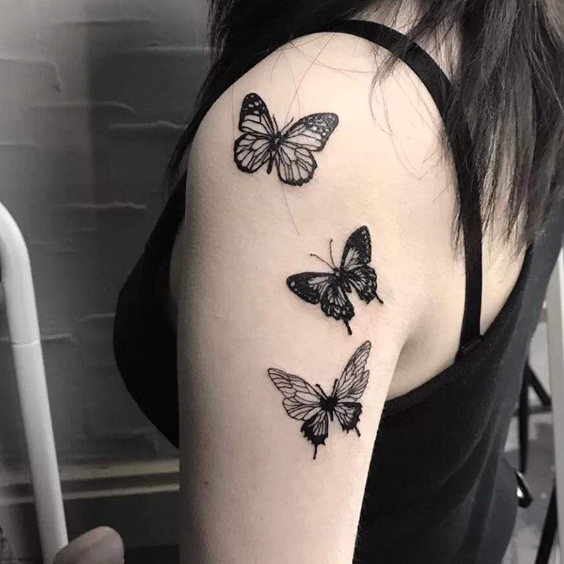 (one for 2) butterfly tattooed with sexy waterproof female durable arm arm mesh red emulation inwind teenage girl-Taobao