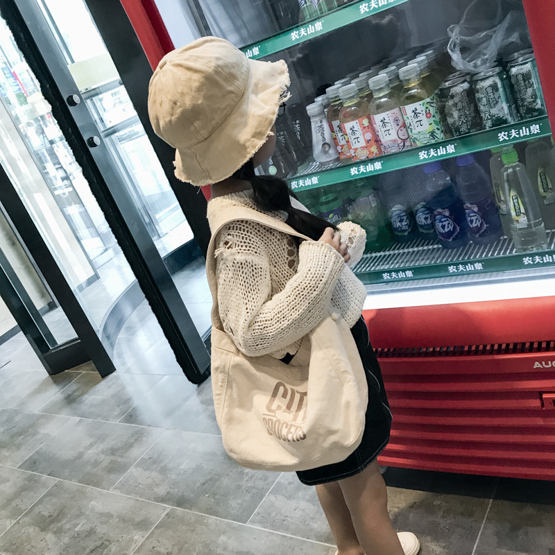 ins children's cross-body bag girls canvas bag two-color printed cotton one-shoulder girl baby handbag Korean version