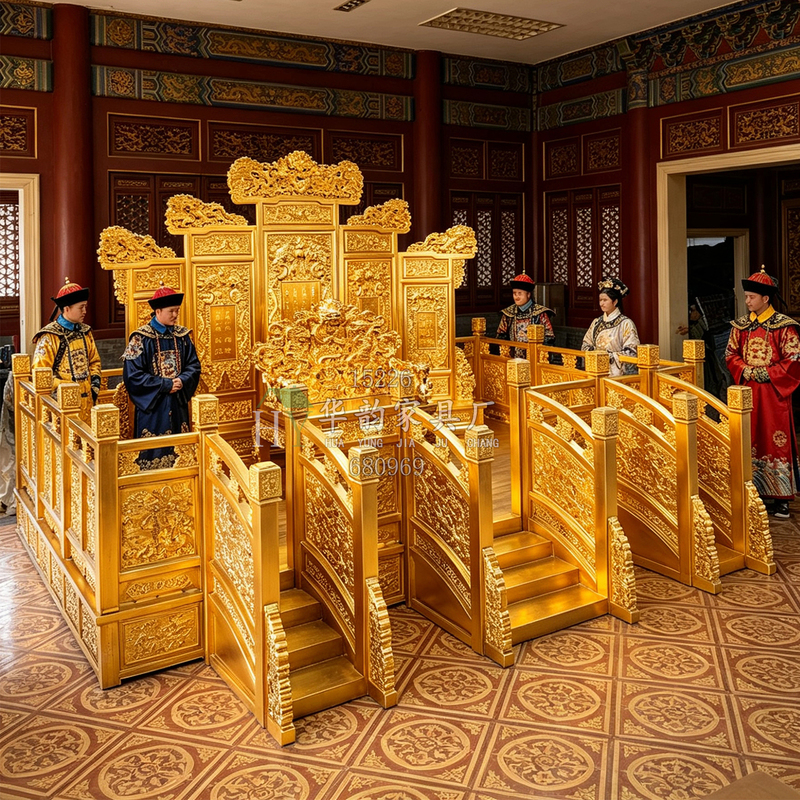 Chinese-Style Solid Wood Carved Dragon Screen, Imperial Dragon Throne, Ming and Qing Forbidden City Nine-Dragon Screen, Golden Hall Dragon Chair Screen