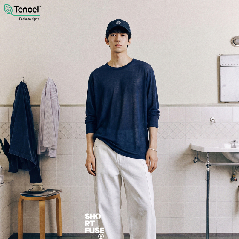Short Fuse Merino Wool Loose-Fitting Tencel Lyocell Cool-Touch Breathable Long-Sleeve T-Shirt