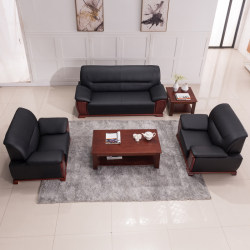 Office Sofa Coffee Table Combination Single Three Seat Business Reception Area Leather Office Sofa Modern Minimalist