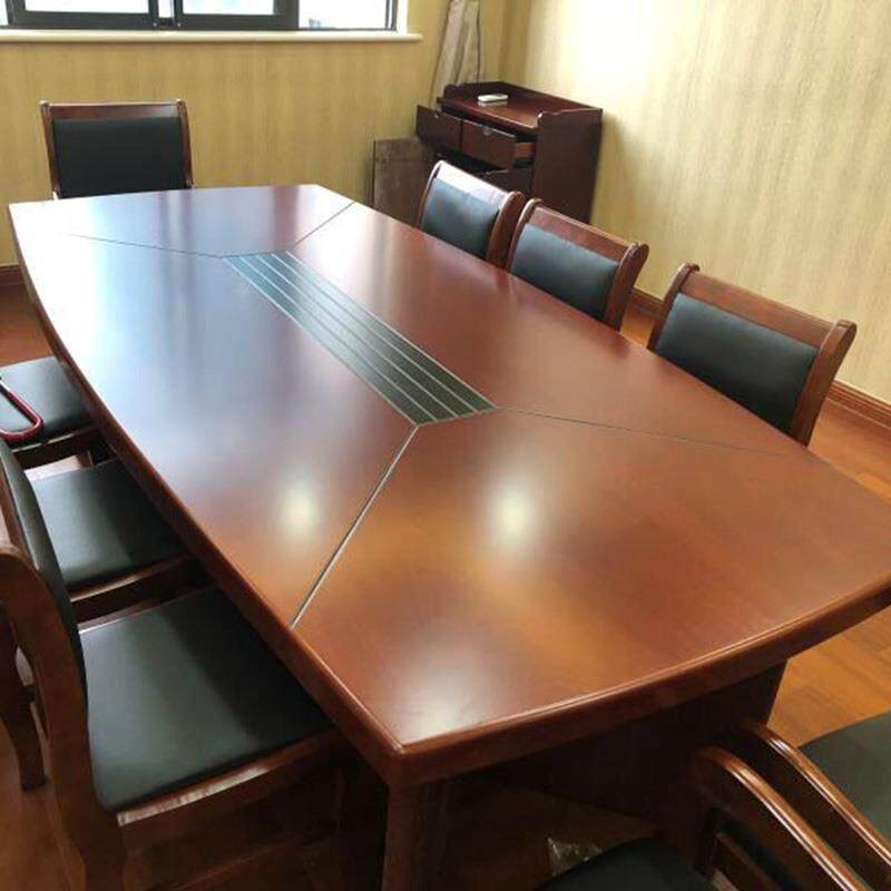 Chongqing paint conference table Solid wood turquoise conference table paint bench conference room desk oval multi-person table and chair