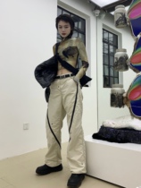 DTHEREAL]20FW autumn and winter niche rivet trend oblique zipper open line slit sweatpants trousers for men and women