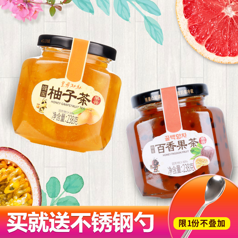 (Delivered Steel Spoon) Flower Saint Honey Grapefruit 238g Pepperfruits 238g Korea Flavoured Fruit Tea Jam Brewing drinks Pink