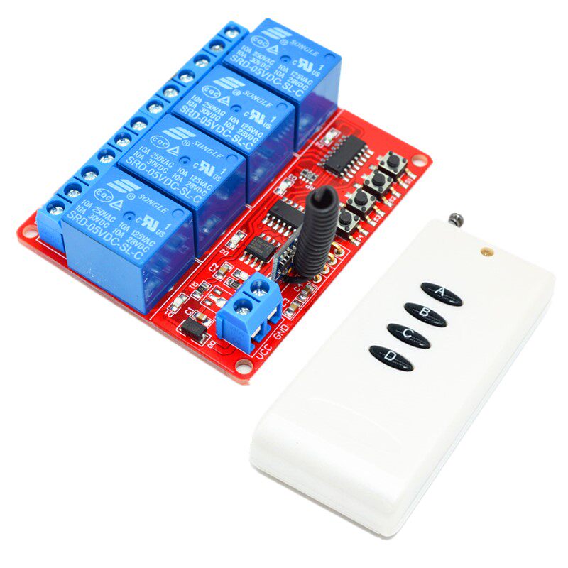 433M learning module Wireless switch Hand control switch 4 key high power remote control 5V four - way control board