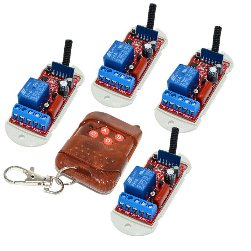 315m wireless remote control switch 220V one support four control switch intelligent switch 4-key mahogany controller