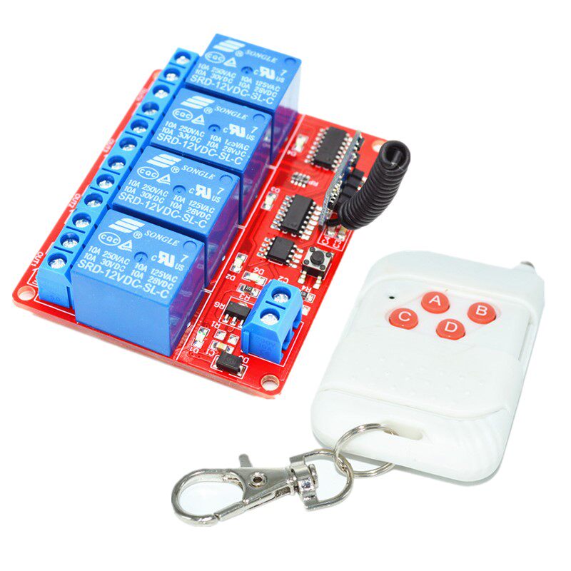 433M Wireless Remote Control Switch 12V4Ch wireless learning module 4 key White Remote Control Wireless Control Switch