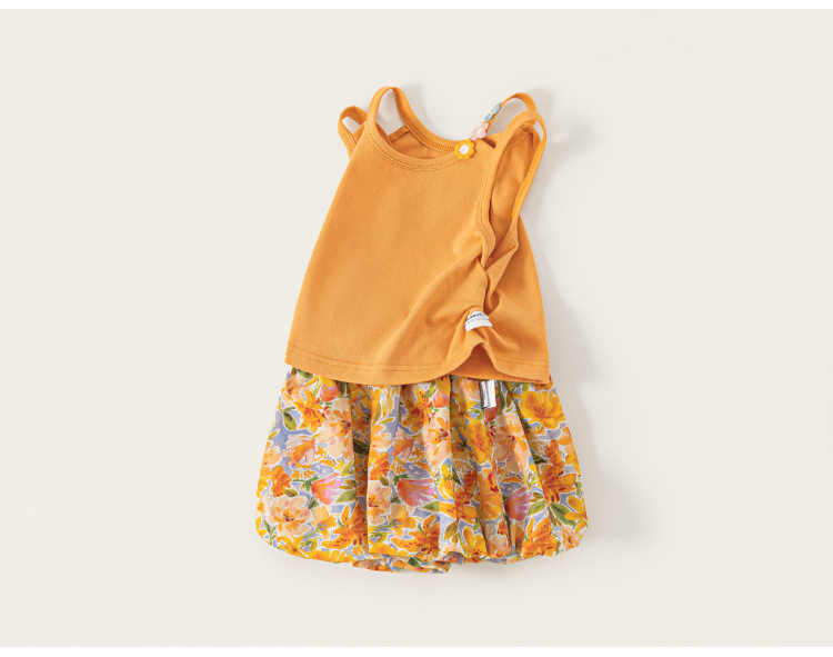 Girls' Summer Outfit: Sweet Thin Vest and Floral Bloomers, Stylish Summer Suspender Shorts for Baby Girls — 20