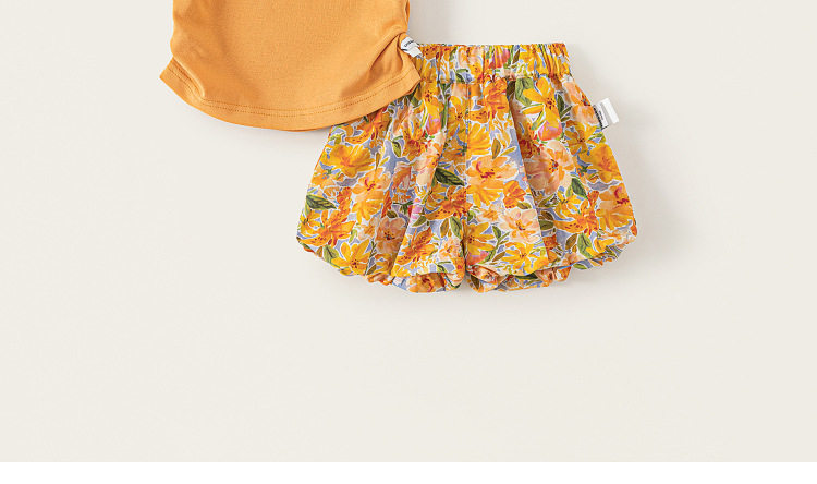 Girls' Summer Outfit: Sweet Thin Vest and Floral Bloomers, Stylish Summer Suspender Shorts for Baby Girls — 5