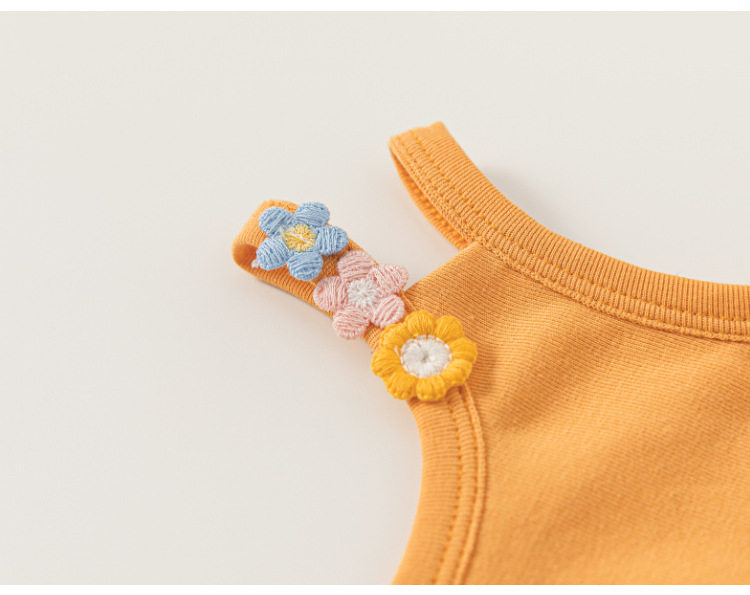Girls' Summer Outfit: Sweet Thin Vest and Floral Bloomers, Stylish Summer Suspender Shorts for Baby Girls — 24