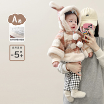 Baby cloak autumn and winter super cute warm coat baby girls clothes winter plaid plus velvet shawl going out