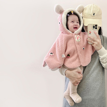 Baby cape cape autumn and winter outing super cute quilted princess shawl baby winter thickened warm windproof jacket