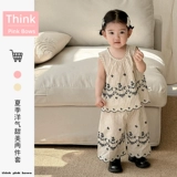 Детский комбинезон, раздельные штаны, комплект, летняя одежда, милый жилет, в западном стиле