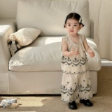 Детский комбинезон, раздельные штаны, комплект, летняя одежда, милый жилет, в западном стиле