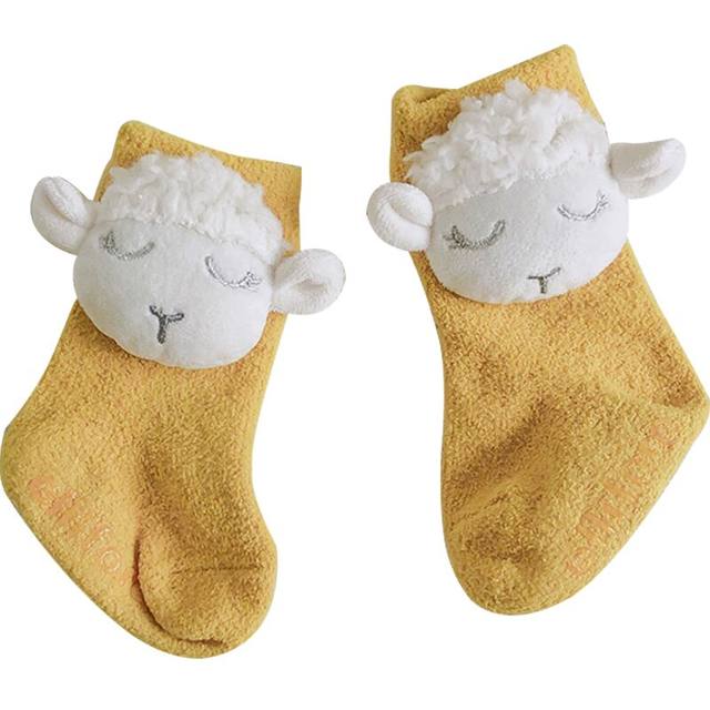 Autumn and winter baby cartoon doll mid-calf socks baby coral velvet thickened warm floor socks non-slip baby socks