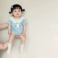 Светло -голубой листовой воротник короткие рукава, одежда с хаки, маленький размер