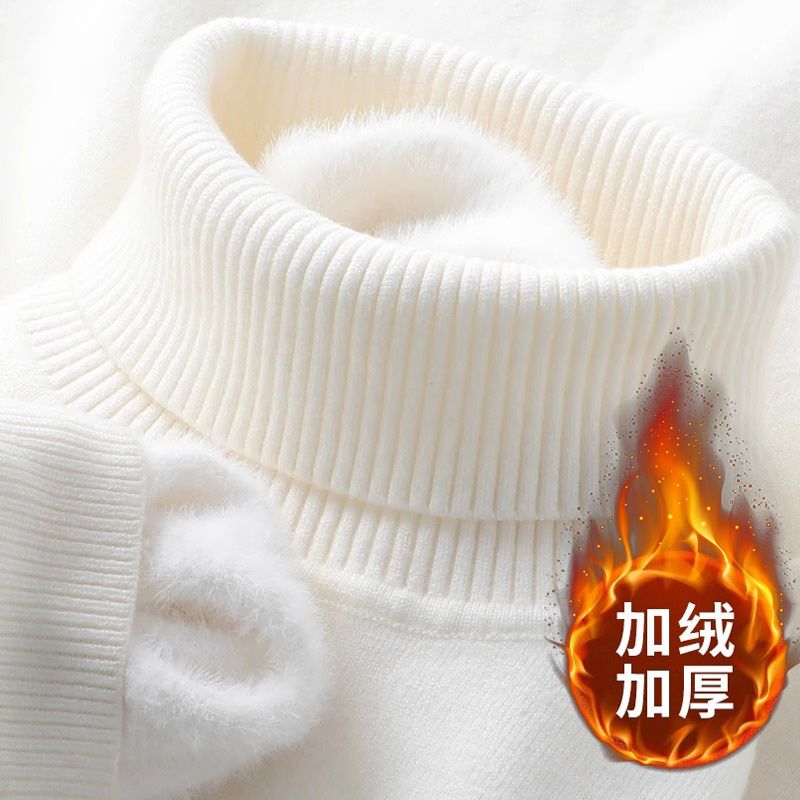 Fleece-Lined Warm Turtleneck Sweater for Men, Autumn and Winter 2025, Youth Style, Collared Base Knit Top, Casual Thick Shirt Fleece-Lined Warm Turtleneck Sweater for Men, Autumn and Winter 2025, Youth Style, Collared Base Knit Top, Casual Thick Shirt