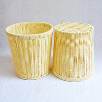 Office home storage waterproof iron reinforced imitation Rattan woven without cover round creative hand woven round waste paper basket