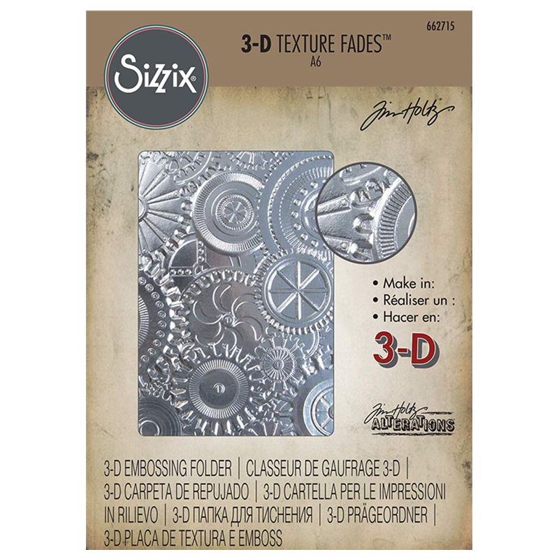 sizzix 3D texture fades 3D texture clip 662715 gear grain