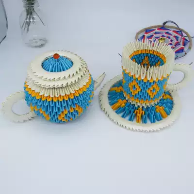 Primary and secondary school students hand-made class homework semi-finished paper paper paper paper cup teapot ornaments triangle insert origami material package