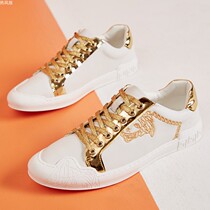 Hot air flag board shoes mens Korean version F2 tide brand leather casual shoes wood forest wild summer and autumn breathable chic trend