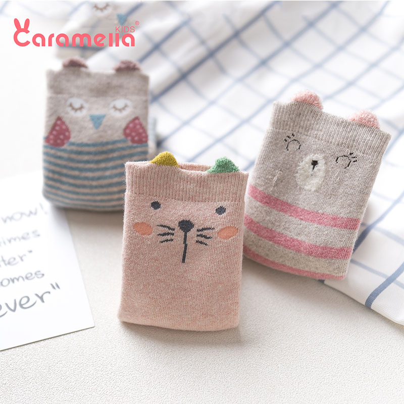 caramella儿童袜秋冬宝宝毛圈袜加厚地板袜男女童袜加厚秋冬棉袜