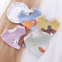 Saliva baby pure cotton bib baby waterproof triangle towel four seasons newborn double snap button adjustable bib pocket