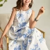 Yinuo Thời gian Sang trọng Công nghiệp nặng Thêu Thêu Eo cao Thanh lịch Váy cổ tích màu trắng Mùa xuân Dài Nhẹ nhàng Váy Q324 - Váy eo cao