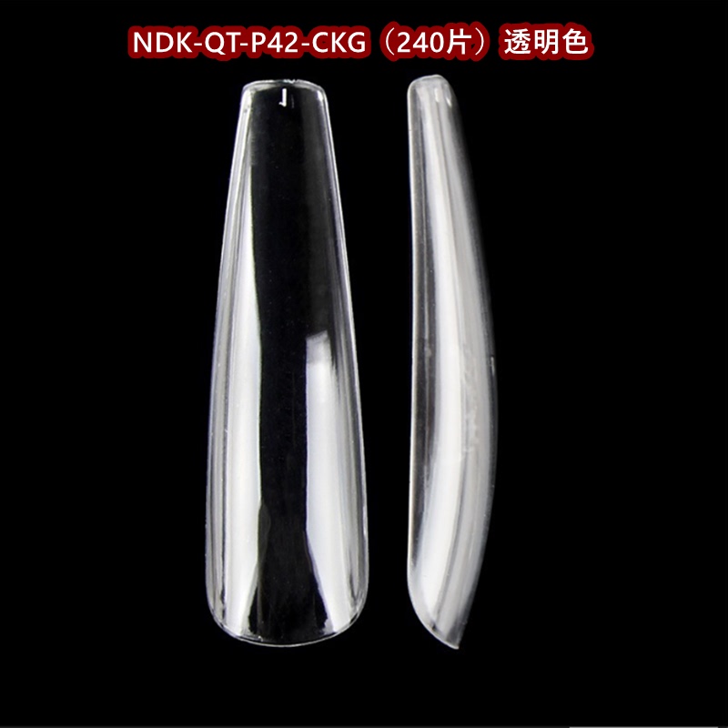Nadiko Manicure Extended Trapezoid Nails Ballet Nail Tips European and American T-Shaped Wearable Nails Coffin Nails Transparent 240 Pieces P42