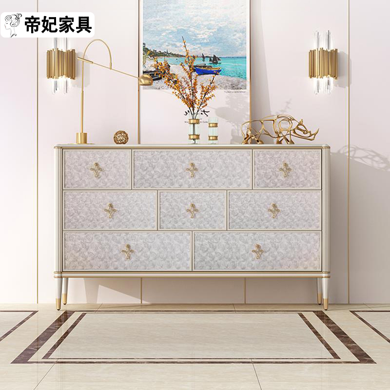 American solid wood Xuan cabinet modern light and luxurious shell bucket Entrance Living Room Leaning wall Multi-drawer Contained Dining Side Cabinet 