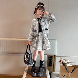 Girl Dress 2025 New arrival foreign style Fashionable kids Tweed Style thickened skirt autumn Children's Autumn Winter