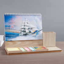 2022 wooden desk calendar to do work calendar remember tiger year with pen holder to sign office lunar calendar custom logo