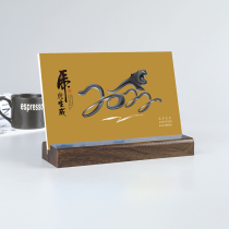2022 Wood desk calendar Business office lunar calendar for tiger year Chinese wintry gold table calendar custom calendar printing