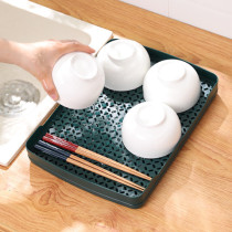 Plastic household simple living room tea set tea tray drain plate teacup double tray rectangular water cup drain basket