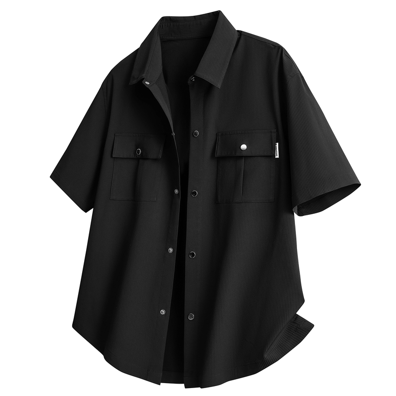 Extra Large Size Workwear Short-Sleeved Shirt for Men, Summer Shirt for Big and Tall Individuals, Plus-Size Casual Ice Silk Thin Jacket