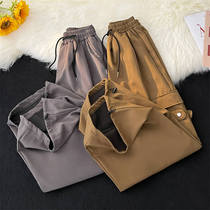 Spring Fall High Street Big Pocket Workwear Pants Mens Loose Straight Drum Casual Pituality wide leg crunching trunks with pant pants