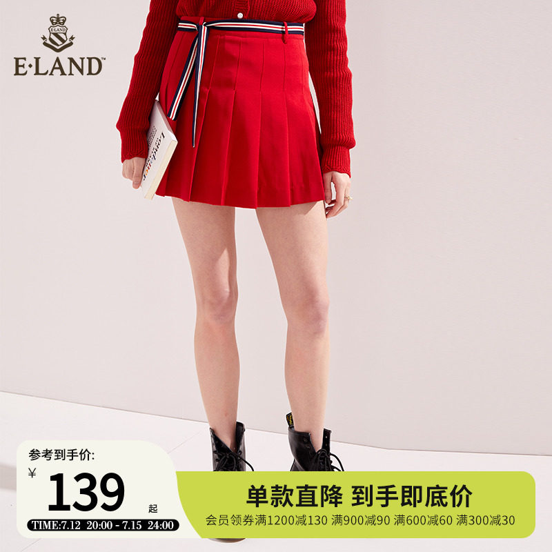 ELAND Clothes Romance Spring Summer Yia College Wind Pure Colors Little Fresher Pleasant-style Dresses Slim Short Skirts Fairy Elove