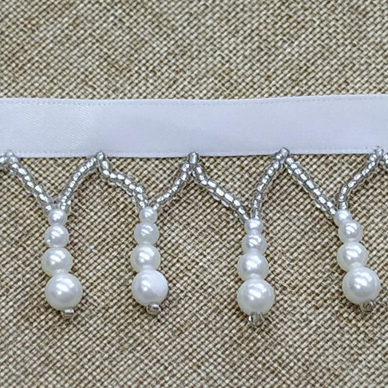 Clothing accessories polyester fiber handmade bead chain tassel pearl flow beard clothing accessories a large number of spot can be customized