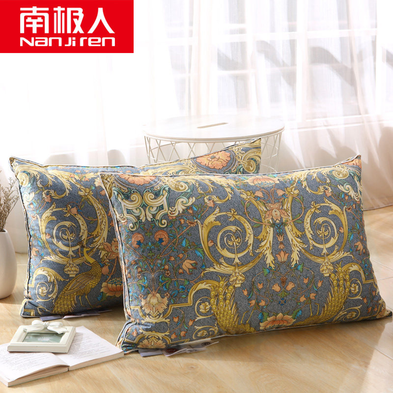 Antarctic 100 cotton satin Japanese festive golden phoenix down pillow 95 white goose down pillow cervical pillow core