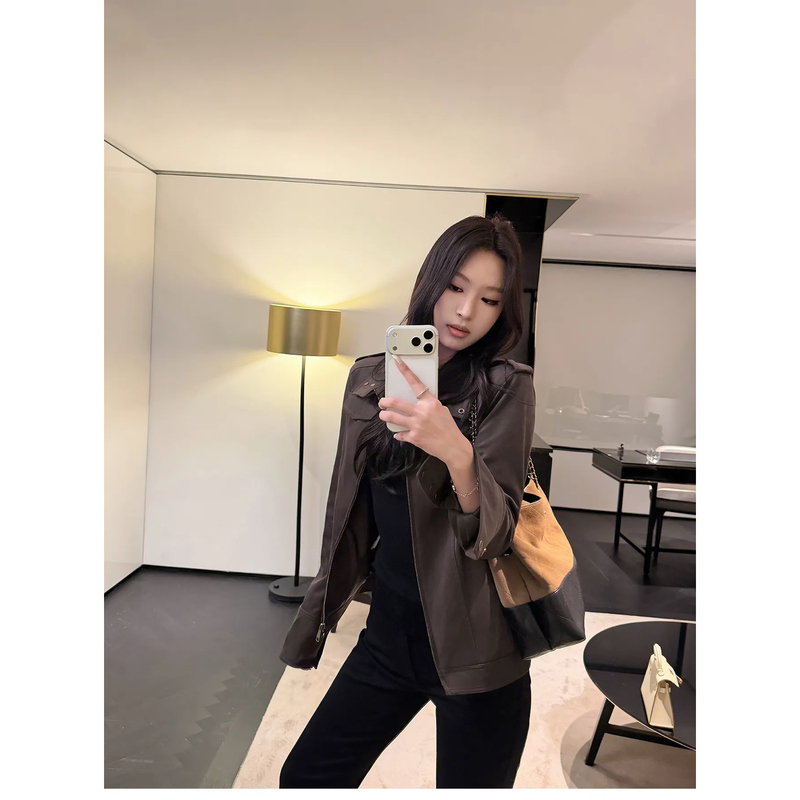 Slimming Barnfit Jacket New Color Stand Collar Short Retro Suede Jacket Short Coat for Women Autumn New Style