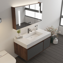 Simple modern light luxury intelligent rock board one bathroom cabinet combination toilet sink wash face wash basin cabinet
