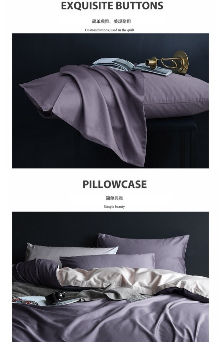 80 bông dài chủ yếu cotton satin bốn mảnh cotton đơn giản màu sắc đơn giản bao gồm chăn ga gối giường 1,8m - Bộ đồ giường bốn mảnh chăn ga gối đệm