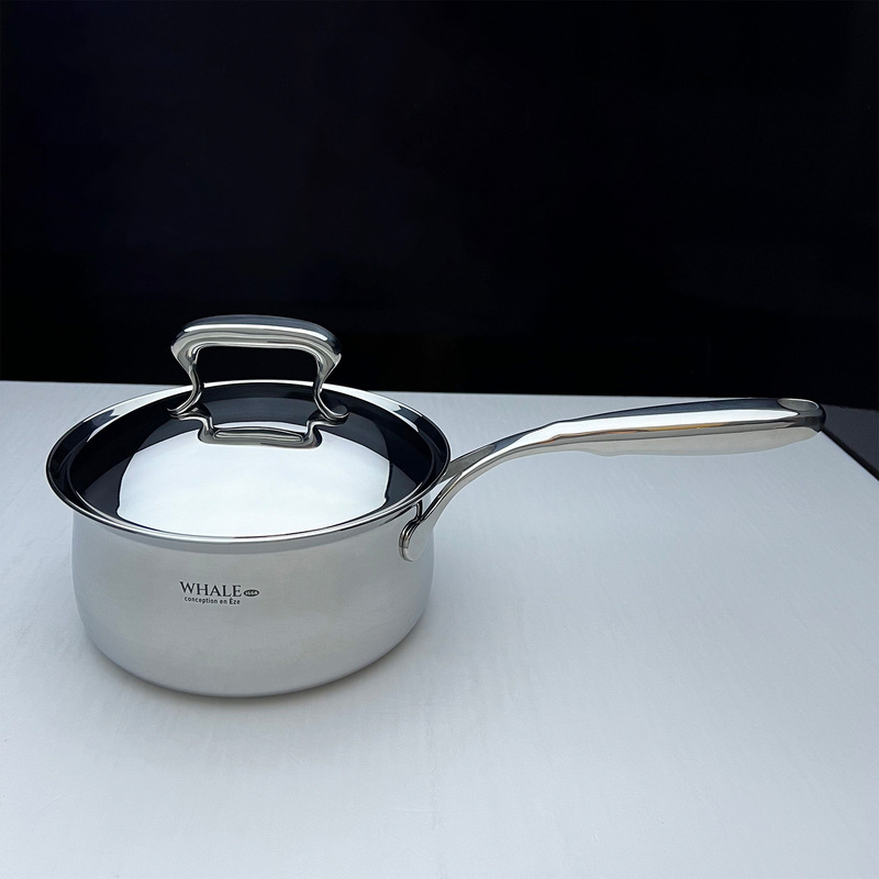 Foreign Trade Export to France 18/10 Stainless Steel Milk Pot, One-Piece Molded, Suitable for Boiling Noodles and Instant Noodles, Compatible with Induction Cookers, 18