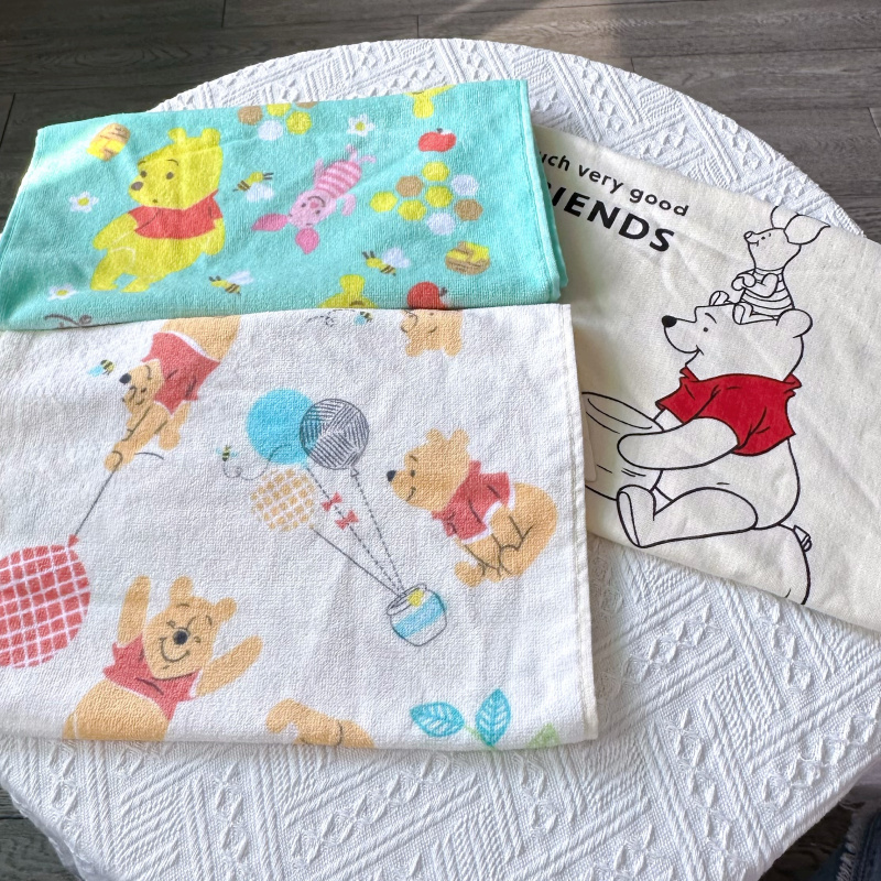 Towel Pure Cotton Absorbent Soft Household Cute Face Towel Wipe Face Towel Unisex Face Wash Long Towel Winnie the Pooh