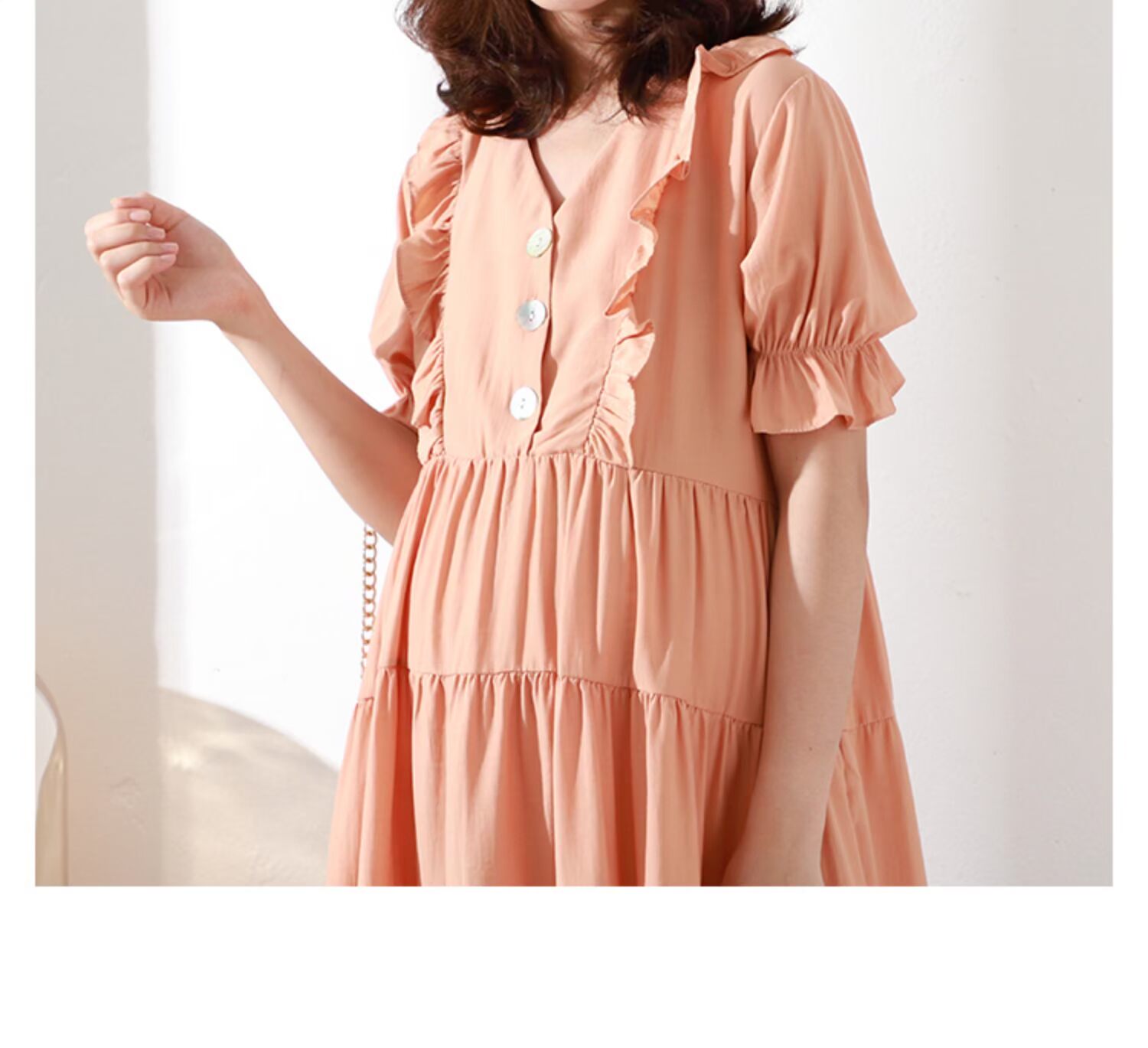 Mùa hè 2019 bà bầu mới mặc đầm voan gỗ cổ tích thời trang váy bà bầu mỏng mùa hè - Áo thai sản shop đồ bầu