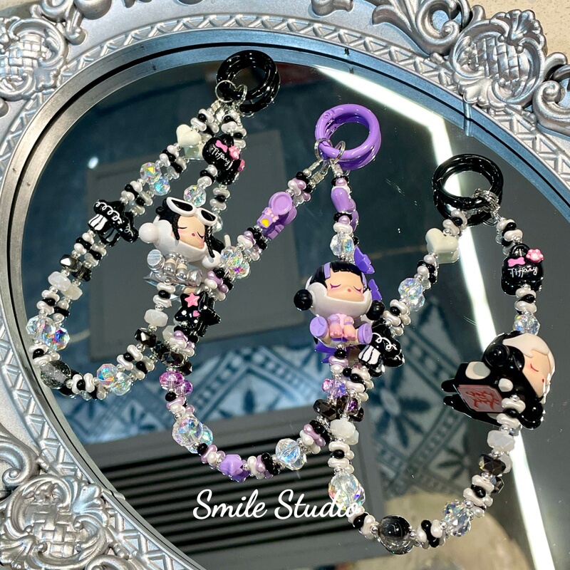 Trendy Crystal Sp Lucky Bubble Butterfly Shanghai Limited Edition Original Beaded Phone Chain Alloy Pendant Gift