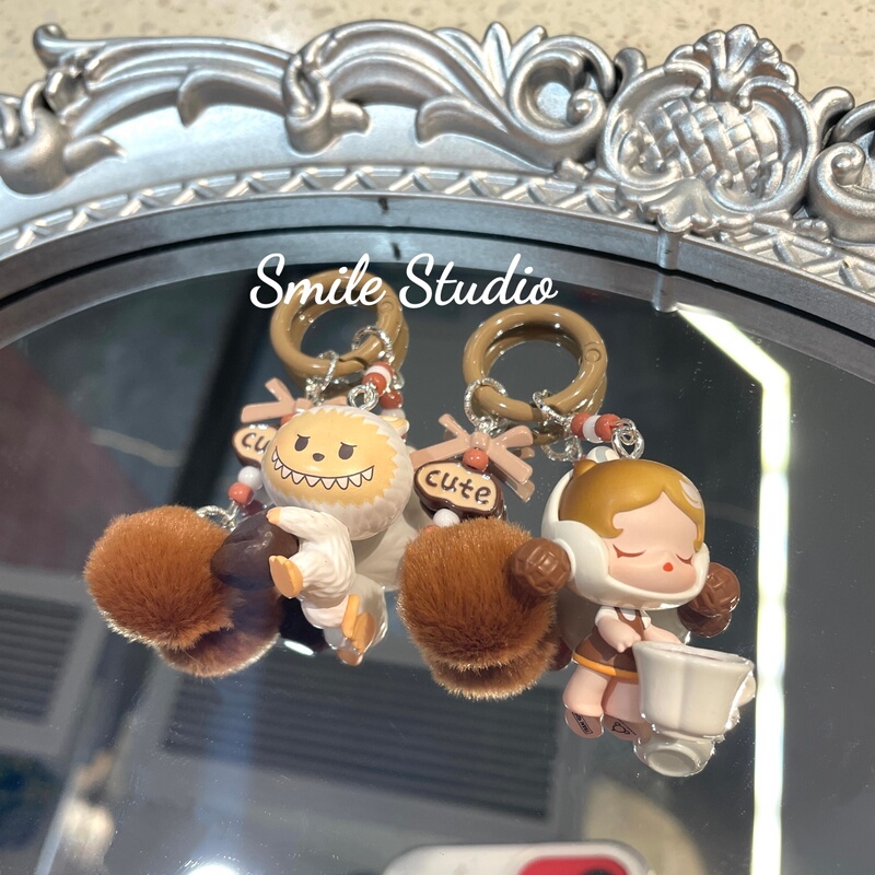 Trendy Coffee Factory Cute Sp Bubble Fur Ball Creative Gazi Sister Phone Chain Pendant Best Friend Gift Keychain