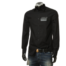 Рубашка мужская armani exchange ax阿玛尼 男简约纯棉修身长袖衬衫