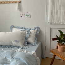 (homestead) Nordic extremely simple wind washed cotton pure cotton double for four sets teenage girl sea blue Dream LD